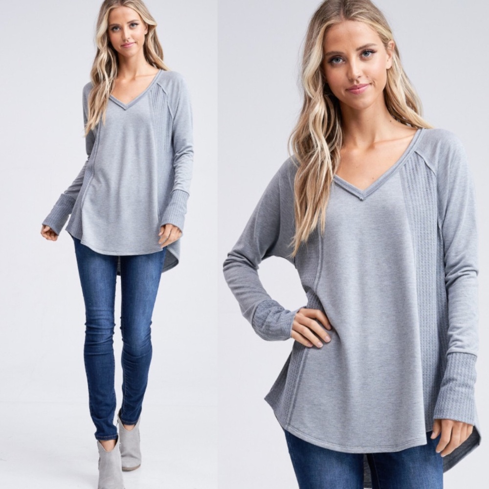 Waffle Knit Super Soft High-Low Grey LS Tunic! - Picture 11 of 16